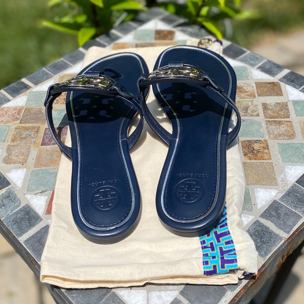NWOB • Tory Burch Metal Miller Leather Sandals - Picture 3 of 16